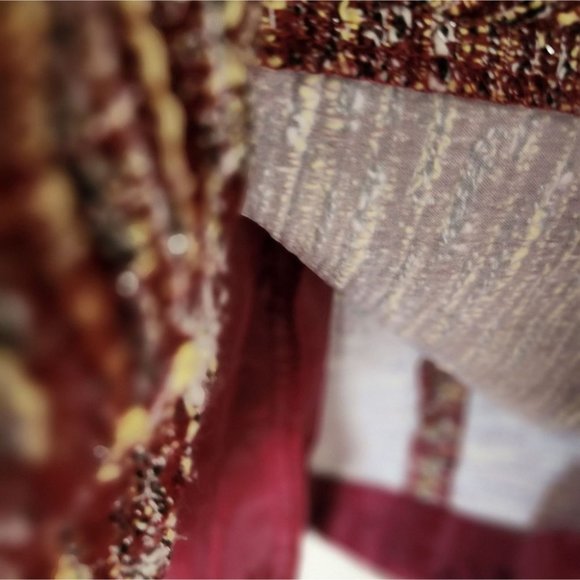 J. CREW | Checkered flutter dress tweed maroon red sz 16 - Picture 7 of 9